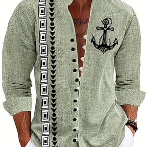 1pc Men’s Casual Polyester Shirt With 3d Print, Ethnic Tribal Totem Pattern, Regular Fit, Button-up, Non-stretch Fabric, Wear Casual Button-Down Shirts Shop Online at Dubai Trades
