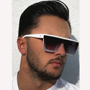 1pc Men’s Geometric Glasses – Large Frame, White With Purple Tint Lenses, Stylish Streetwear Design For Driving, And Everyday Use, Glasses | | Polycarbonate Lenses, Glasses For Men Accessories Shop Online at Dubai Trades