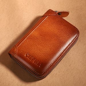 1pc Men’s Leather Card Wallet Vintage Short Zipper Wallet With 9 Card Slots, 2 Banknote Slots, Anti-theft Brush Protection Top Layer Cowhide Card Wallet Accessories Shop Online at Dubai Trades