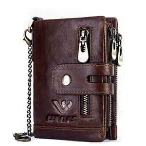 1pc Men’s Retro Top Layer Cowhide Minimalist And Stylish Wallet, With Chain Strap Holder Accessories Shop Online at Dubai Trades