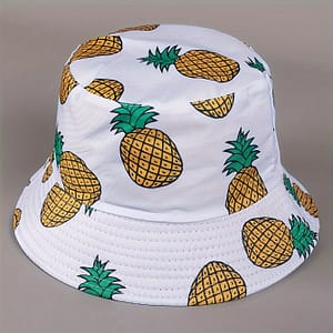 1pc Men’s Trendy Versatile Sunshade Bucket Hat With Pineapple Printed, Double-sided Sun Hat For Outdoor Vacation Travel Accessories Shop Online at Dubai Trades