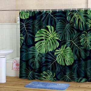 1pc Monstera Printed Shower Curtain, ,, Bathroom Decor Bath Shop Online at Dubai Trades