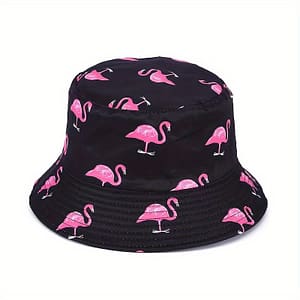 1pc New Fashionable Flamingo Print Double-sided Wearing Bucket Hat Men And Women Trendy Sunshade Sun Hat Sunscreen Basin Hats Accessories Shop Online at Dubai Trades