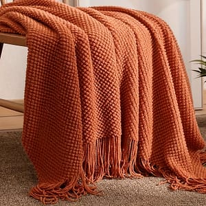 1pc Of Morandi Orange Knitted Blanket Bed Blankets Shop Online at Dubai Trades