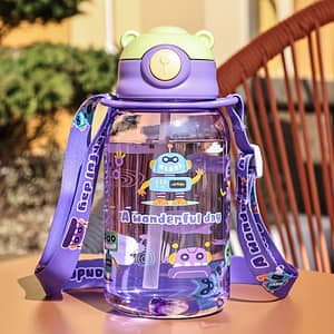 1pc Portable Cute Plastic Straw Cup With Strap, Outdoor Running Fitness Sports Water Bottle Sports & Outdoor Recreation Accessories Shop Online at Dubai Trades