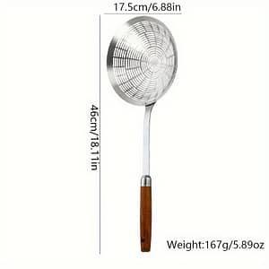 1pc Premium 304 Stainless Steel Skimmer With Wooden Handle – Deep Fry & Large Ladle For Noodles, Dumplings | Anti-scald Mesh Sieve For Hot Pot & Kitchen Use Colanders & Food Strainers Shop Online at Dubai Trades