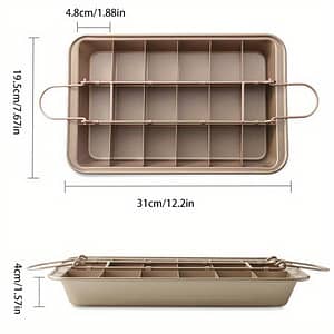 1pc Premium Stainless Steel Brownie Cake Pan With Dividers (12.2””) – 18-cavity For Baking, Durable & , Ideal For , , Essential Oven Baking Accessory, Brownie Baking Pan Bakeware Shop Online at Dubai Trades