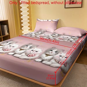 1pc Printed Fleece Bed Sheet, Couple Cute Cat Printed Bed Cover For Bedroom, Bedding Bedding Shop Online at Dubai Trades