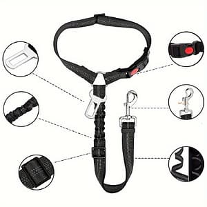 1pc Reflective Nylon With Bungee & Safety Enhancements – Adjustable, Machine Washable, Multi-functional Car Seatbelt Attachment For , Nighttime Visibility Collars, Harnesses & Leashes Shop Online at Dubai Trades 2