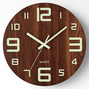 1pc Rustic Wooden Wall Clock, Silent Non-ticking Glow In Dark Kitchen & Bedroom Decor, Ideal Christmas & Thanksgiving Gift, Requires Aa Battery (not Included) Clocks Shop Online at Dubai Trades