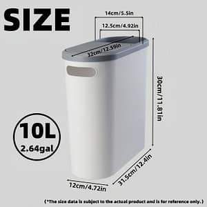 1pc Slim Bathroom Trash Can With Lid, 10l/2.64gal Plastic Garbage Bin, Polished , Odor-sealing, Press-top Opening, Bag Holder, Accessory For Bathroom, Bedroom, Living Room Bath Shop Online at Dubai Trades