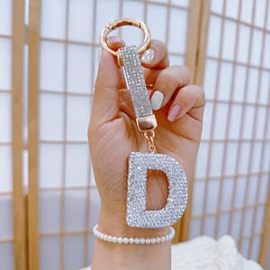 1pc Sparkling Rhinestone Alphabet Keychain – Crystal Letter Charm With Pearl Accents, Golden-tone Alloy Key Ring For – Ideal Birthday Gift Accessories Shop Online at Dubai Trades