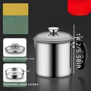 1pc Stainless Steel Container With Strainer – 1.8l/60oz Capacity, Easy-pour Spout, Convenient Handle For Safe Kitchen Use, Bpa-free, Hand Wash Only Home & Kitchen Shop Online at Dubai Trades