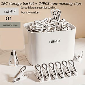 (1pc Storage Basket + 24pcs Clips) Drying Clothes Fixed Sock Clips Storage Basket, A Household Anti-slip Tool, Clothes Pins Clothes Pins Shop Online at Dubai Trades