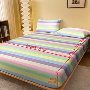 1pc Striped Brushed Fitted Sheet, Soft Comfortable Bedding Mattress Protective Cover, For Bedroom, Guest Room, With Deep Pocket, Fitted Bed Sheet Only Bedding Shop Online at Dubai Trades