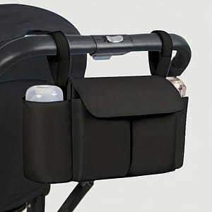 1pc Stroller Storage Bag, Large Capacity, Travel Hanging Bag, Polyester Fiber, Grey And Black, For Stroller, Moms Accessories Shop Online at Dubai Trades