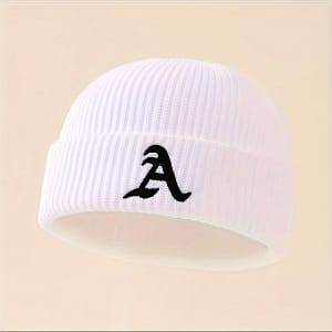 1pc Unisex Classic Brimless Hat With Adjustable Rolled Cuff, Simple Letter Pattern Knitted Hat, Suitable For Winter Hats Shop Online at Dubai Trades