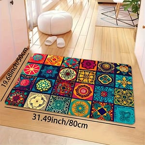 1pc Vibrant Bohemian Non-slip Sponge Floor Mat, 8mm Thick, Machine Washable Polyester – Kitchen, Bathroom, Dining Room, Indoor & Outdoor , Kitchen Floor Mat Home & Kitchen Shop Online at Dubai Trades