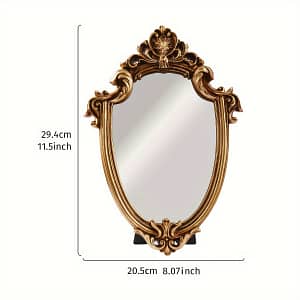 1pc Vintage European Style Golden Floral Pattern Uniquely Shaped Mirror, Hanging Or Tabletop Royal Decorative Mirror For Home Wall Decoration Or Vanity Home & Kitchen Shop Online at Dubai Trades