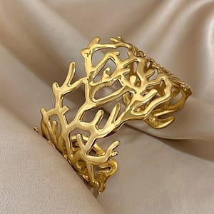 1pc Vintage Punk Style Stainless Steel Open Cuff Bracelet, Irregular Coral , Adjustable Wrist Jewelry For Daily And Party , Valentine’s Day Gift Bracelets Shop Online at Dubai Trades 2