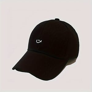 1pc Women’s Adjustable Baseball Cap With Face Print – Lightweight, Breathable Polyester, Black With White Stitching, Outdoor Sports & Casual Wear Accessories Shop Online at Dubai Trades
