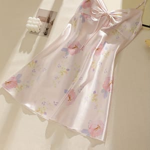 1pc Women’s Sexy V-neck Sheer Lace Sleepwear With Floral Print, Soft Polyester Spandex Blend, Comfortable Loose Fit, Sweet & Stylish Homewear For Adults Clothing Shop Online at Dubai Trades