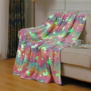1pc -the-dark Flannel Blanket, Soft And Cozy Throw Blanket, Best Gift For Boys And Girls, Stars And Unicorns Pattern, Bedroom Decor Bedding Shop Online at Dubai Trades