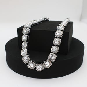 1pc18inch Square Cuban Chain Necklace Set With Shiny Rhinestones Hip Hop Accessories For Men Clothing, Shoes & Jewelry Shop Online at Dubai Trades 2