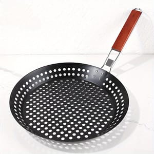1pcs Stainless Steel Bbq Grill Basket – Round Perforated Grilling Pan With Folding Handle For Outdoor Barbecue And Baking Barbecue Tools Shop Online at Dubai Trades