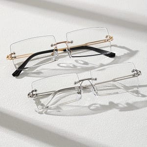 2 Pack Men’s Metal Rimless Yuppie Casual Fashion Glasses With Flat Lens, For Gifts Accessories Shop Online at Dubai Trades