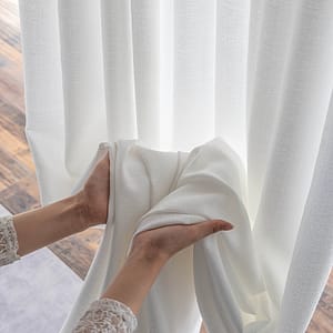 2 Panels Gxi Semi-sheer Drapes, Hemp Yarn Texture, , Solid Pattern, Plain Weave, Privacy Window Treatments, Rod Pocket Top For Various Room Types, Polyester 100%, 135gsm Curtains & Drapes Shop Online at Dubai Trades