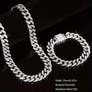 2 Pcs/set Stylish Look Punk Style Necklace Bracelet Set,trendy Hip Hop Style Jewelry Set Suitable For Men And Women Clothing, Shoes & Jewelry Shop Online at Dubai Trades