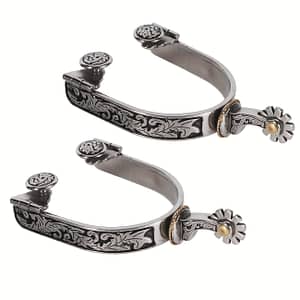 2 Western Cowboy Spurs, Silvery Stainless Steel Spurs With Rotating Gears Crops, Whips & Spurs Shop Online at Dubai Trades 2