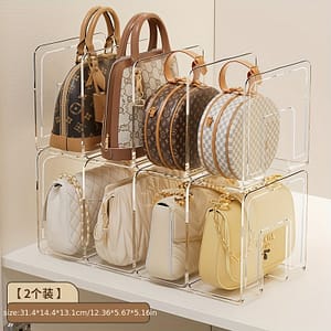 2-pack Clear Acrylic 4-grid Purse Organizer, Transparent Closet Divider Rack For Handbag Storage , Other (accessory Organizers) Home & Kitchen Shop Online at Dubai Trades
