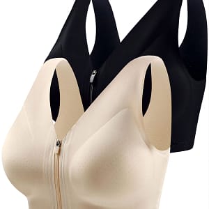 2-pack Sports Bras, Nylon 80% Spandex 20% Medium Support, Solid Color, Zipper Detail, Removable Padding, Knit Fabric, 160gsm, Wireless Push Up Style For Adult Women Bras Shop Online at Dubai Trades