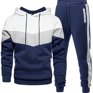 2-piece Color Block Men’s Athletic Tracksuit Set, Casual Long Sleeve Hoodie With Drawstring And Jogging Pants Set For Gym Workout Running Active Shop Online at Dubai Trades