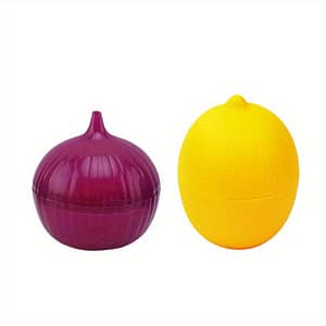 2-piece Set Lemon & Onion Food Savers – Multipurpose Plastic Storage Containers, Freezer Safe, , Hand Wash, No Electricity Needed – Fruit & Vegetable Shaped Kitchen Boxes Containers Shop Online at Dubai Trades