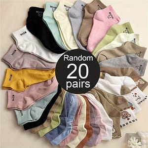 20 Pairs Fashion Cartoon Pattern Ankle Socks For Daily Use, Comfy & Breathable Short Socks, Women’s Stockings & Hosiery Accessories Shop Online at Dubai Trades