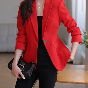 2024 Elegant Korean-style Small Suit For Autumn And Winter – Formal, High-end Wear, Long Sleeve, Polyester And Spandex Blend, Machine Washable Clothing Shop Online at Dubai Trades