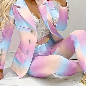 2024 European And American New Chain Print Double-breasted Suit Set For Attracting Wealth Blazers Shop Online at Dubai Trades