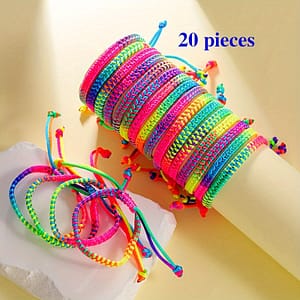 20pcs 1 Set Of Hand-woven Rope Bracelet In Gradient Color Size Adjustable Bracelet Male And Female Rainbow Multi-piece Friendship Bracelet Suitable For Bracelets Shop Online at Dubai Trades