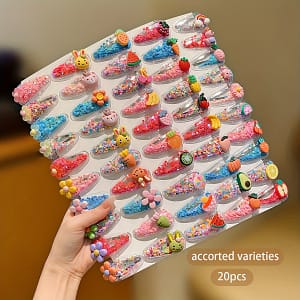 20pcs Cute Cartoon Hair Clips For Girls – , Assorted Colors, Resin Material – Everyday & Casual Wear Accessories Shop Online at Dubai Trades