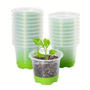 20pcs Jorking 4″ Reinforced Clear Nursery Pots With Green Silicone Bases – Easy , Reusable Seedling Pots With Drainage Holes, Plant Growth Observation, Pots For Plants Gardening & Lawn Care Shop Online at Dubai Trades
