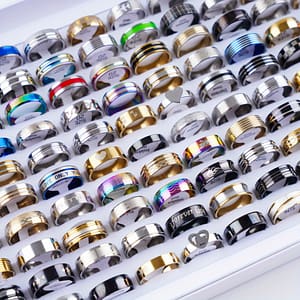 20pcs/lot Fashion Stripe Letter Rhinestone Plated Stainless Steel Rings For Men Women Jewelry Party Gifts, Without Box Clothing, Shoes & Jewelry Shop Online at Dubai Trades