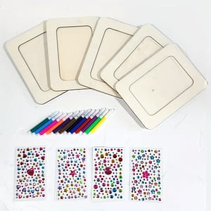 21 Pcs Picture Frame Painting Craft Kit: Includes 5 Unfinished Wooden Frames, 12 Mini Watercolor Pens, And 4 Sheets Of Stickers For Diy Photo Frames – Suitable For Home & Kitchen Shop Online at Dubai Trades