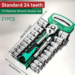 21pcs 1/4 3/8 1/2 Inch Ratchet Socket Wrench Set, Drive Socket Set, Upgrade Your Car & Motorcycle Repairing Business, Industry & Science Shop Online at Dubai Trades