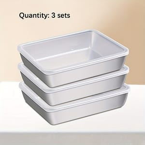 2/3 Sets, Stainless Steel Covered Thickened Square Plate With Flat Bottom, Fresh-keeping Box, Food Storage Box, Refrigerator Storage Box Containers Shop Online at Dubai Trades