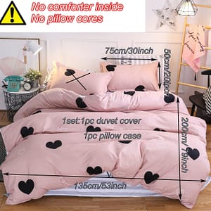 2/3pcs/set Pink Love Holiday Blessing Quilt Cover Pillowcase 2 Or 3 Piece Set Bedding Shop Online at Dubai Trades