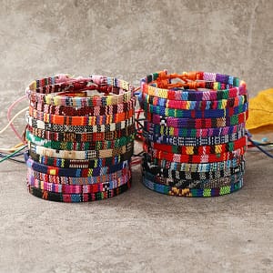 24pcs Bohemian Style Woven Set – Vibrant, Polyester Fabric, & Vacation – Bracelets Shop Online at Dubai Trades