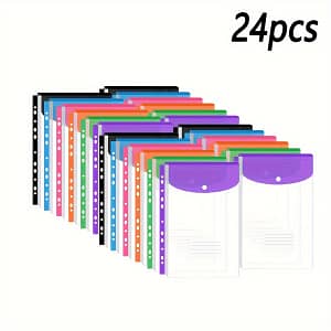 24pcs Vertical File Folders With Labels & Snap Closure – 11-hole Pvc Binder Pouches For Home Office Organization Education & Crafts Shop Online at Dubai Trades